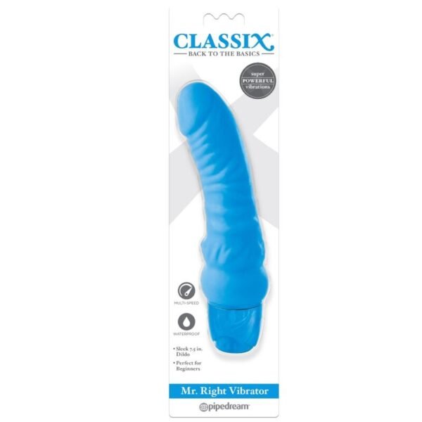 CLASSIX - DILDO VIBRADOR MR. RIGHT MULTIVELOCIDAD 15.5 CM AZUL - Imagen 2