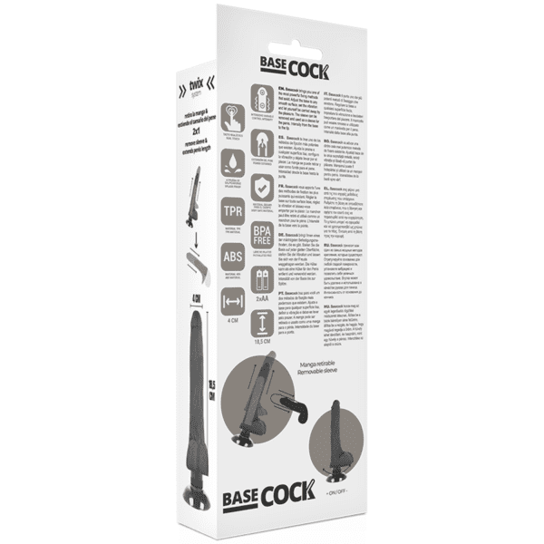 BASECOCK REALISTIC VIBRADOR 2-1 NEGRO 18.5CM - Imagen 5